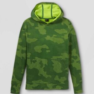 ALL IN MOTION Camo pattern green hooded sweatshirt. Boys  size 6/7
